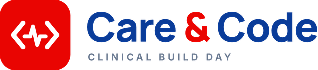 Het Care & Code logo in navy op een transparante achtergrond